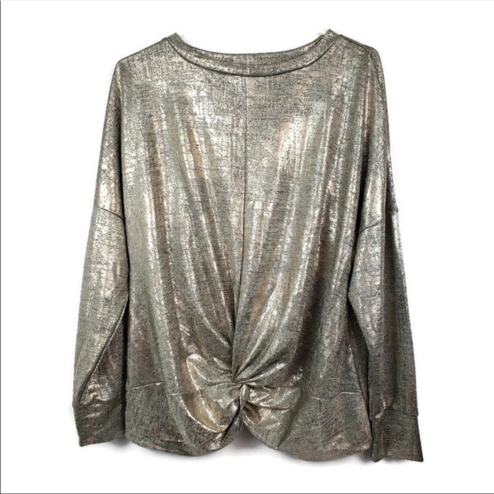 Fourteenth Place Metallic Gold Top Sweater Size L NWT